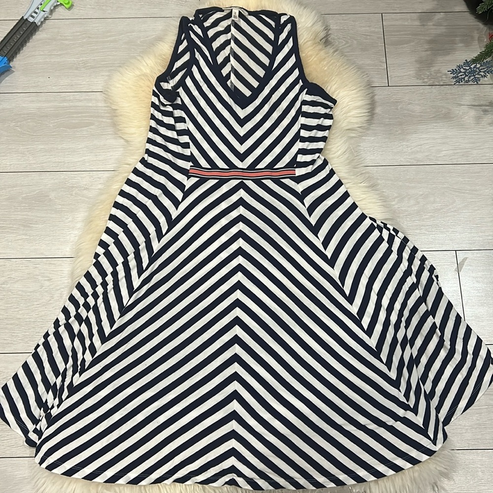 Jessica Simpson Maternity A-Line Flare Striped Navy & White Dress M